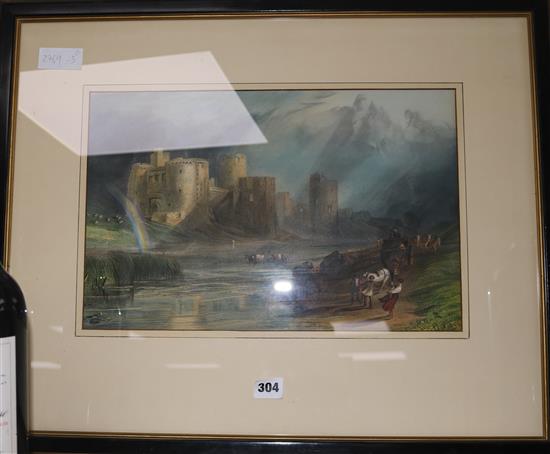 After JMW Turner, pair coloured engravings, 26 x 41cm